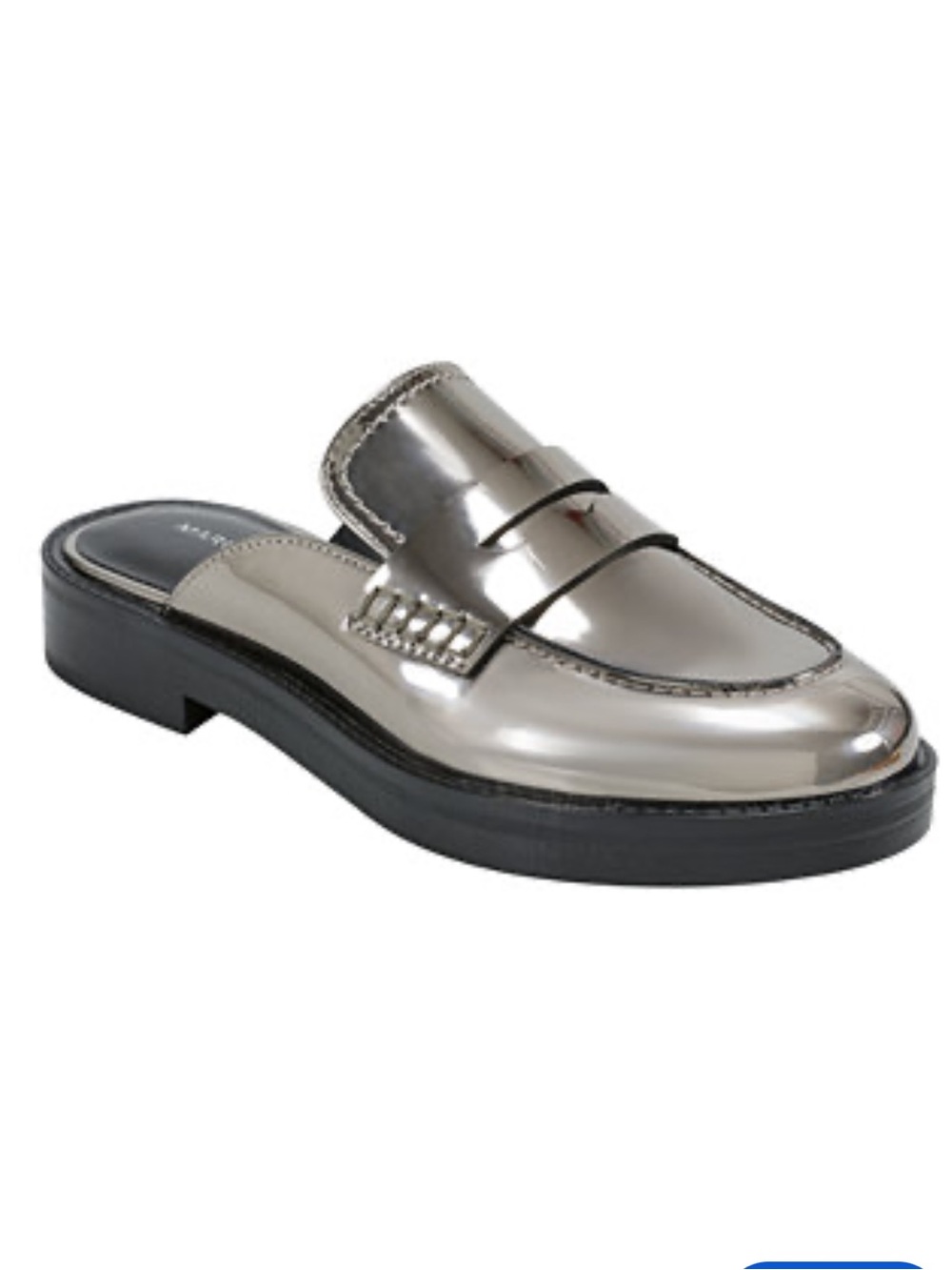 Marc Fisher Burlesk Loafer Open Back Pewter Womens Size 6.5 Mules Slides